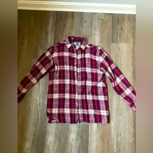 VTG Flannel Plaid Long Sleeve Purple Pink White Size M